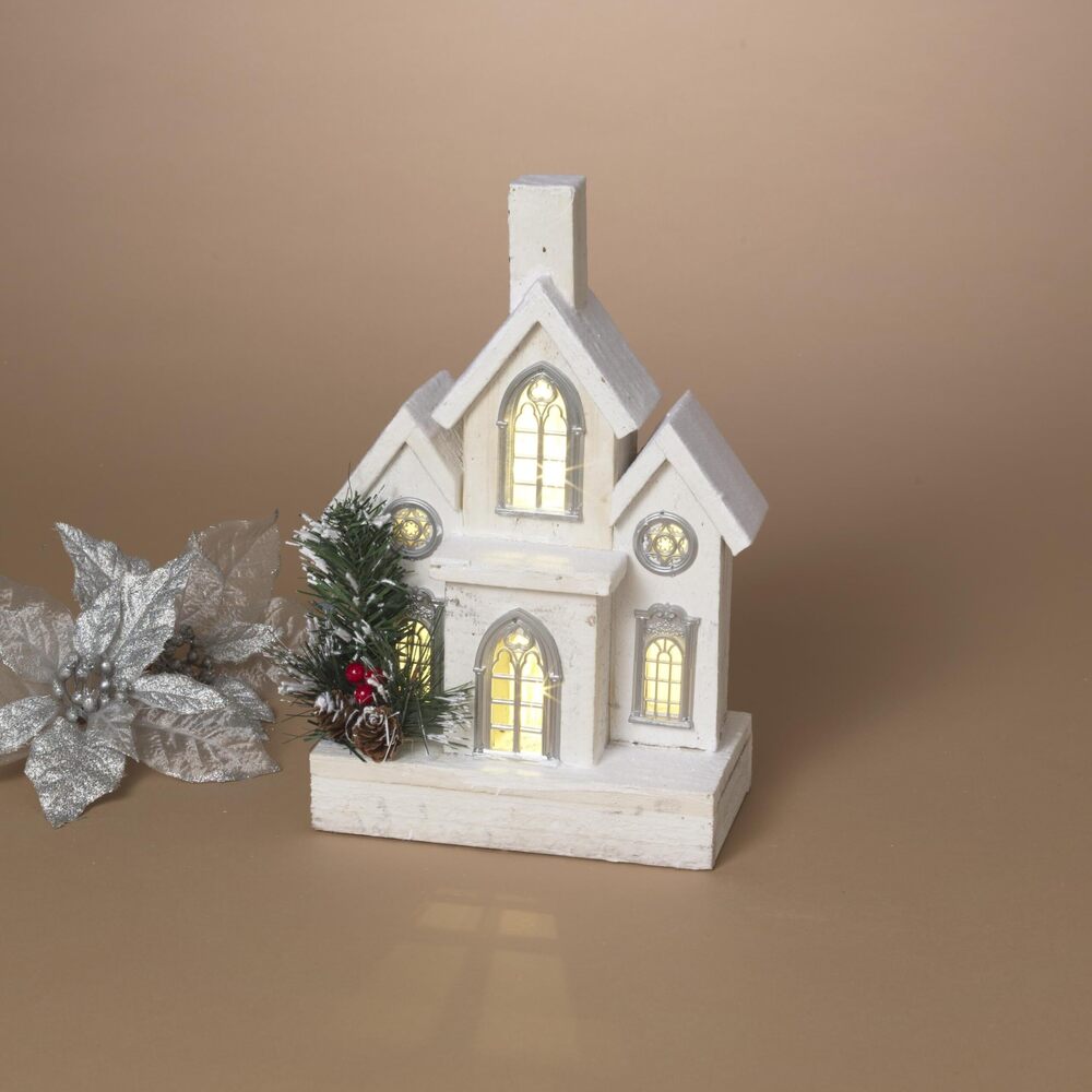 6350 International Battery Operated Lighted Holiday Wood House with Pine &